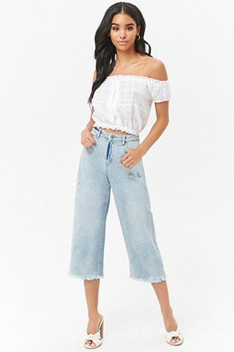 Forever21 Noisy May Cropped Wide-leg Jeans