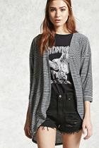 Forever21 Striped Fleece Cocoon Cardigan