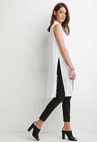 Forever21 Tonal-patterned Longline Shirt