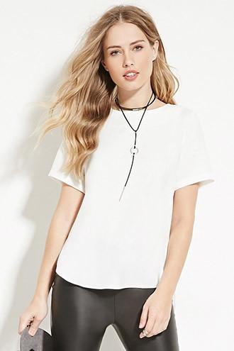 Forever21 Women's  Longline Rounded-hem Top