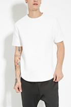 21 Men Men's  Cream Curved-hem Quilted Tee