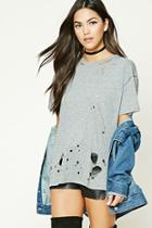 Forever21 Destroyed Heathered Tee