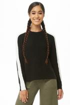 Forever21 Ribbed Striped-trim High-low Sweater