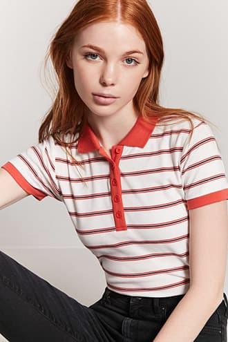 Forever21 Stripe Contrast Polo