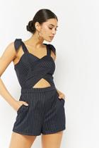 Forever21 Cutout Pinstriped Romper