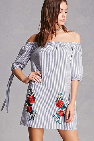 Forever21 Striped Tie-sleeve Mini Dress