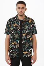 Forever21 Jungle Print Cuban Collar Shirt