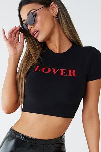 Forever21 Love Graphic Cropped Tee