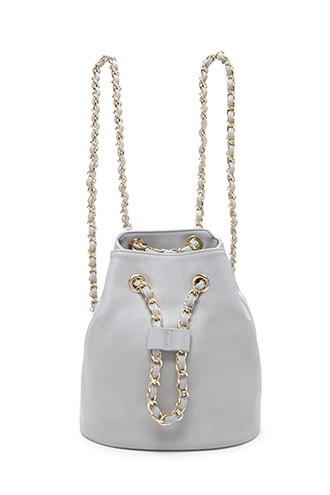 Forever21 Grey Faux Leather Bucket Backpack