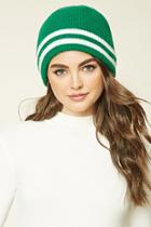 Forever21 Women's  Striped Ribbed Knit Beanie