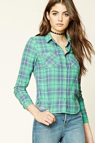 Forever21 Women's  Flannel Plaid Button-down Shirt