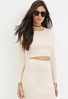 Forever21 Women's  Ribbed Knit Crop Top (nude)