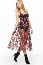 Forever21 Sheer Floral-embroidered Cami Dress