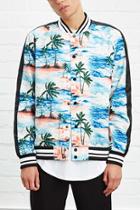 21 Men Men's  Island Print Bomber Jacket