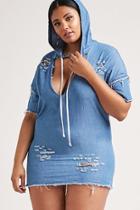 Forever21 Plus Size Chambray Hooded Top