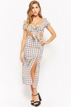 Forever21 Plaid Tie-front Top & Skirt Set
