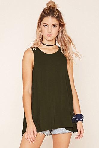 Forever21 Women's  Olive Shoulder Cutout Top