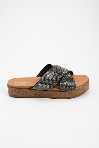 Forever21 Sparkly Crisscross Platform Slides