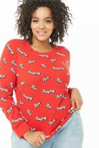 Forever21 Plus Size Naughty Or Nice Graphic Thermal Top