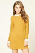 Forever21 Women's  Mustard & Cream Contrast T-shirt Dress