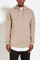 21 Men Men's  Taupe Distressed French Terry Hoodie