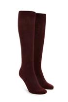 Forever21 Women's  Burgundy Pointelle Knit Knee High Socks