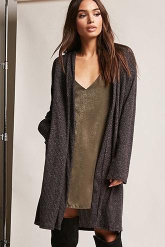 Forever21 Open-front Ribbed Cardigan