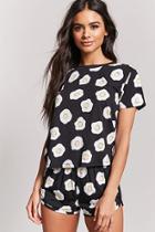Forever21 Egg Graphic Tee & Pajama Shorts Set