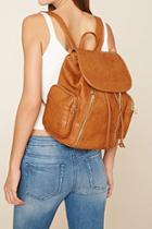 Forever21 Tan Faux Leather Zipper Backpack