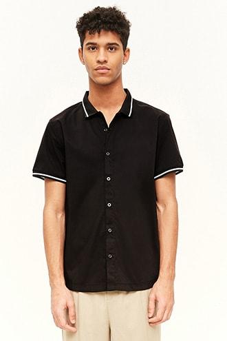 Forever21 Striped Contrast Button-front Shirt