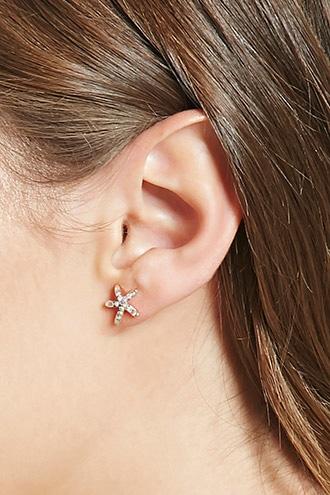 Forever21 Rhinestone Starfish Stud Earrings