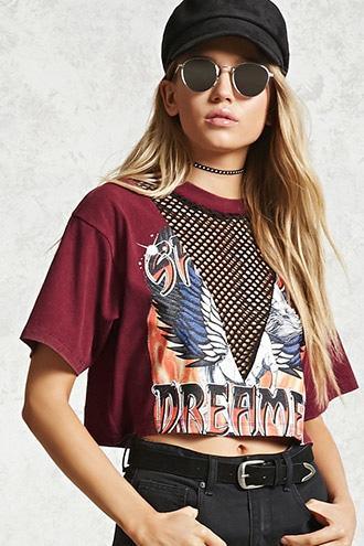 Forever21 Graphic Net Panel Crop Top