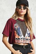 Forever21 Graphic Net Panel Crop Top