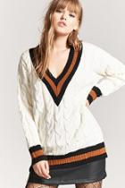 Forever21 Varsity Stripe Cable Knit Sweater