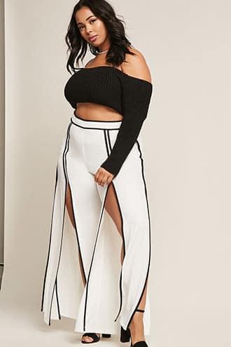 Forever21 Plus Size Contrast Split Palazzo Pants