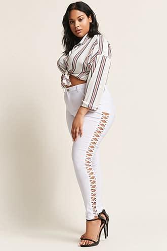 Forever21 Plus Size Crisscross Panel Jeans