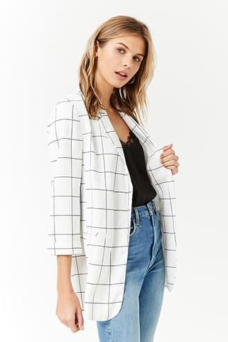 Forever21 Open-front Grid Blazer