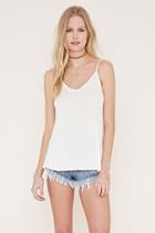 Forever21 Women's  White Knit V-cut Cami