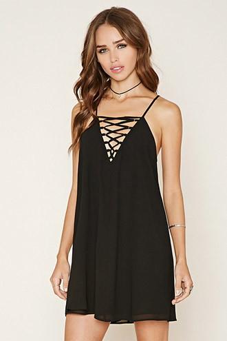 Forever21 Women's  Black Crisscross-front Cami Dress