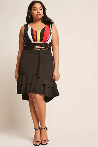 Forever21 Plus Size High-low Flounce Skirt