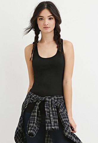 Forever21 Women's Black Classic Ribbed Racerback Tank