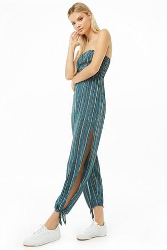 Forever21 Striped Split-leg Harem Jumpsuit