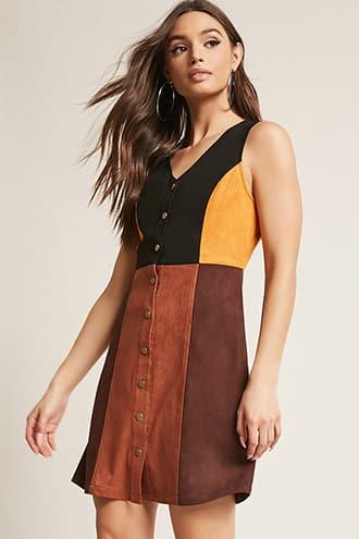 Forever21 Faux Suede Colorblock Dress