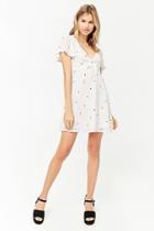 Forever21 Embroidered Tie-front Dress