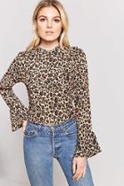 Forever21 Leopard Print Bell Sleeve Top