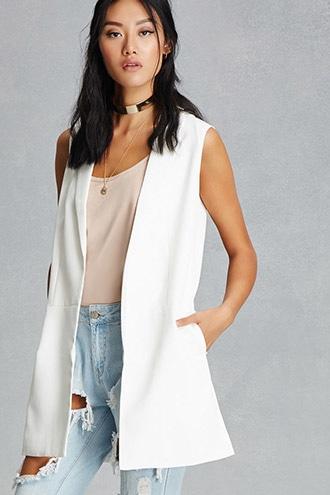 Forever21 Women's  Sleeveless Blazer Vest
