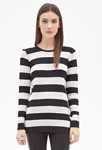 Forever21 Striped Textured Sweater