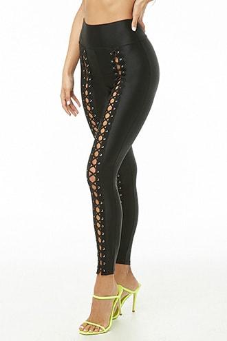 Forever21 Sheeny Lace-up Leggings