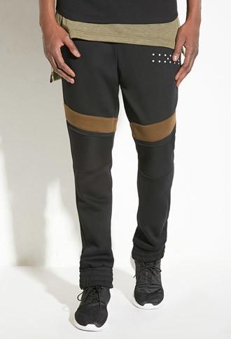 21 Men Intd Stitched-panel Colorblock Joggers