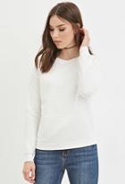 Forever21 Women's  Cream Quilted Ribbed Sweatshirt